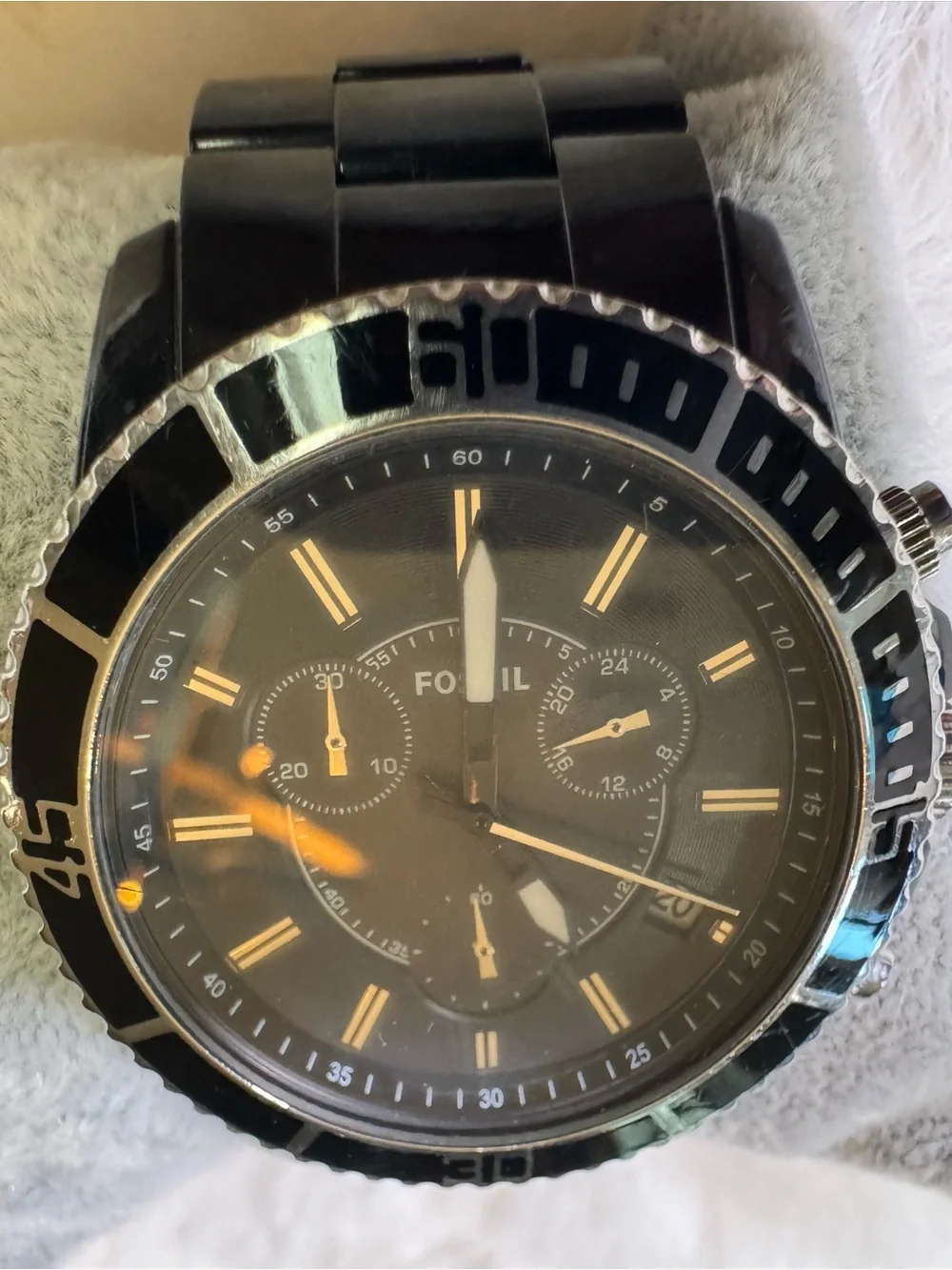 Fossil Black Watch with Gold Accents